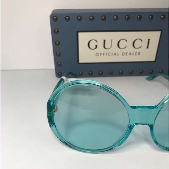 New - Authentic Gucci 0965 Light Blue 001 Logo Summer Oversized Sunglasses GG0… - Picture 6 of 14